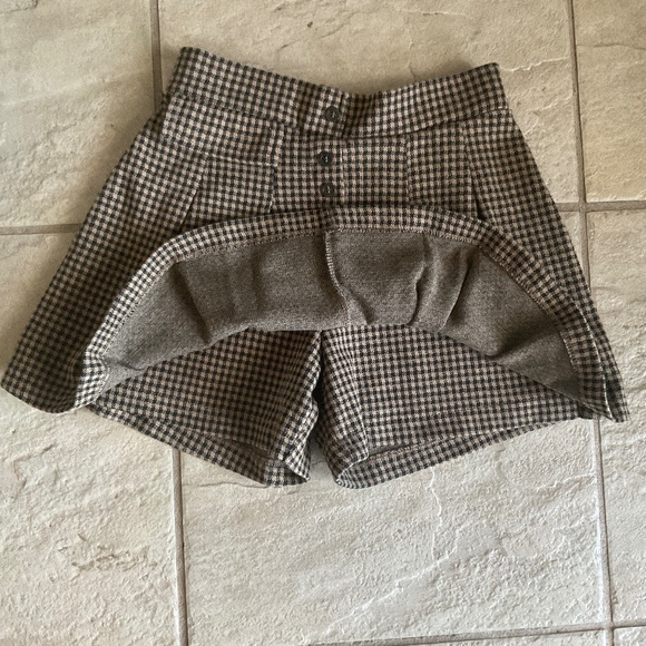 Zara Girls Brown & Tan Houndstooth Pleated Mini Skort - Picture 3 of 5